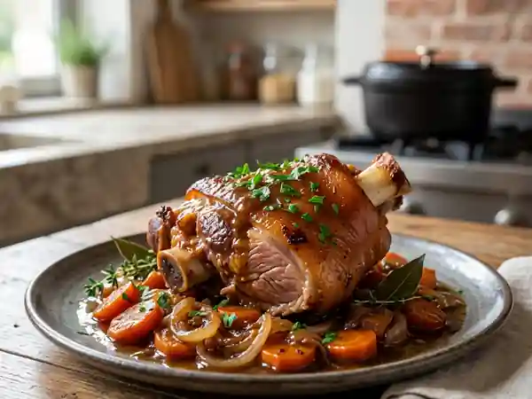 Jarret de porc mijoté à la bière : recette savoureuse et facile - Photo de présentation