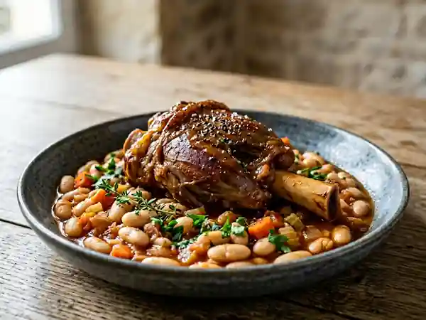 Jarret de veau braisé et haricots fondants - Photo de présentation