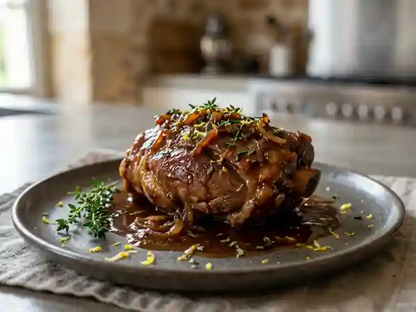 Jarret de veau fondant et acidulé au citron - Photo de présentation