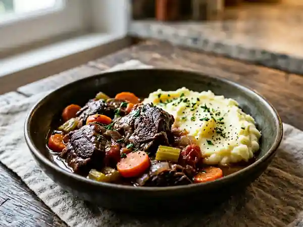 Joue de bœuf fondante braisée au vin rouge - Photo de présentation