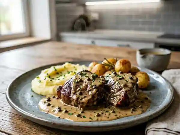 Joue de porc fondante au poivre vert - Photo de présentation
