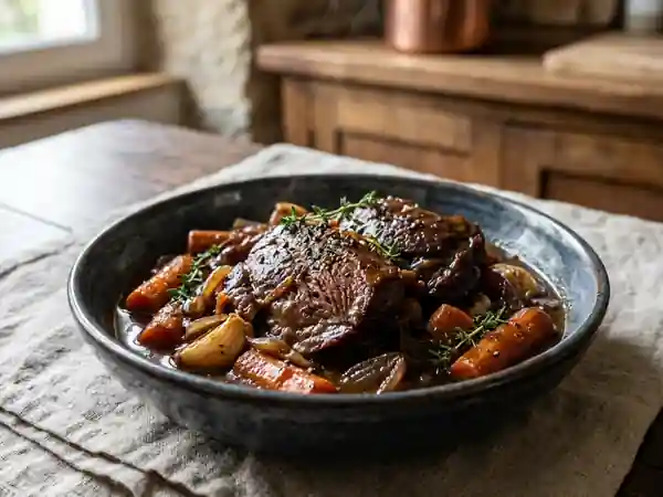 Joues de porc fondantes au vin blanc - Photo de présentation