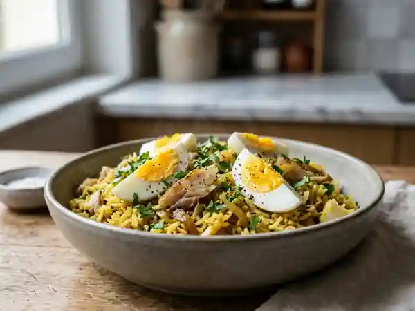 Kedgeree fondant au poisson fumé et curry - Photo de présentation