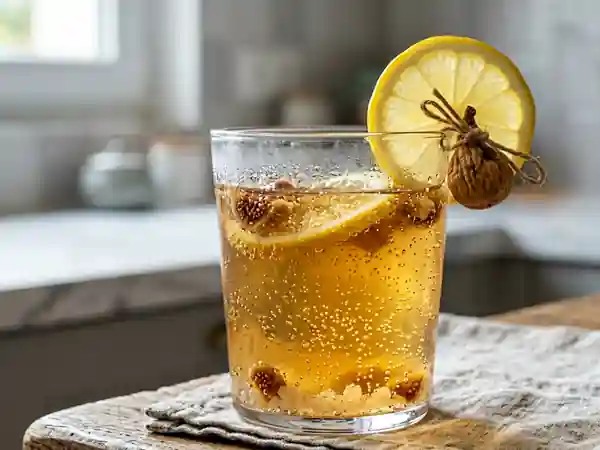 Kéfir d'eau pétillant au citron et figue - Photo de présentation