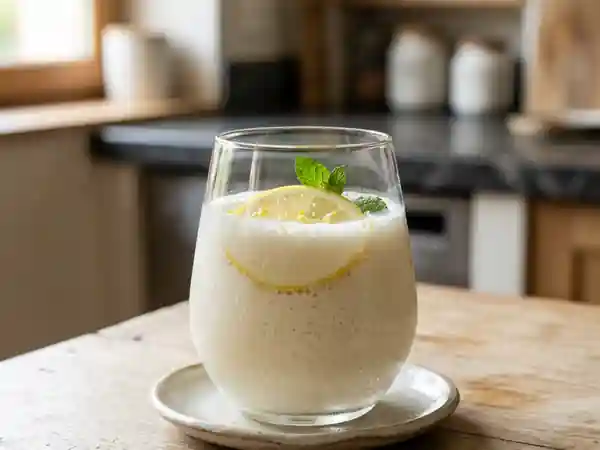 Kéfir maison au citron et levure : boisson fermentée naturelle et rafraîchissante - Photo de présentation