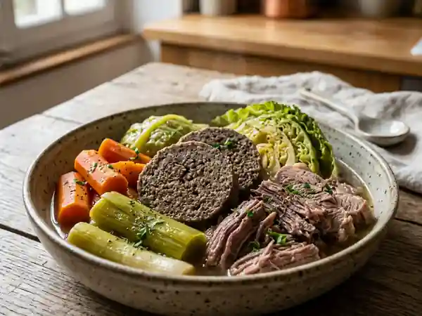 Kig-ha-farz traditionnel de Bretagne : plat mijoté savoureux - Photo de présentation