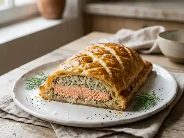 Koulibiac de saumon facile : recette traditionnelle gourmande - Photo de présentation