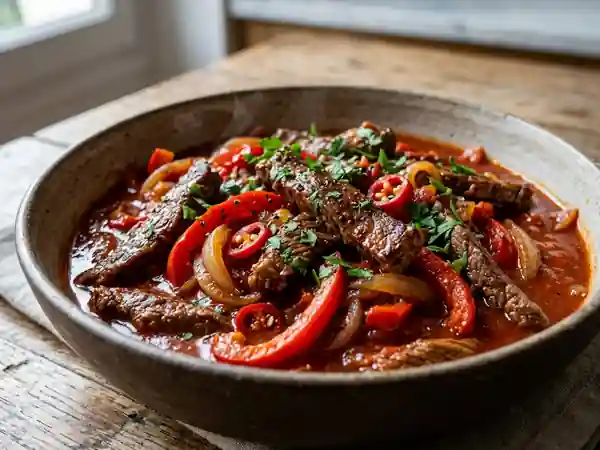 Bœuf sauté piquant et poivrons fondants - Photo de présentation