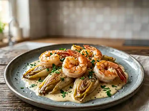Langoustines nacrées et chicons fondants - Photo de présentation