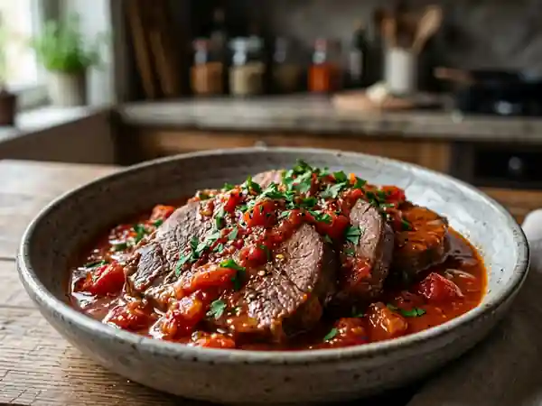 Langue de bœuf fondante et sauce relevée - Photo de présentation