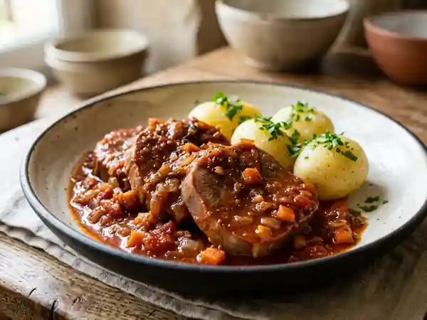 Langue de bœuf sauce tomate épicée - Photo de présentation