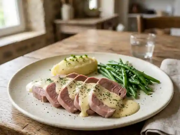 Langue de veau fondante à la sauce anglaise - Photo de présentation