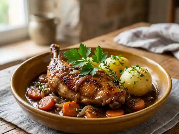 Lapin à la bière brune, fondant et caramélisé - Photo de présentation
