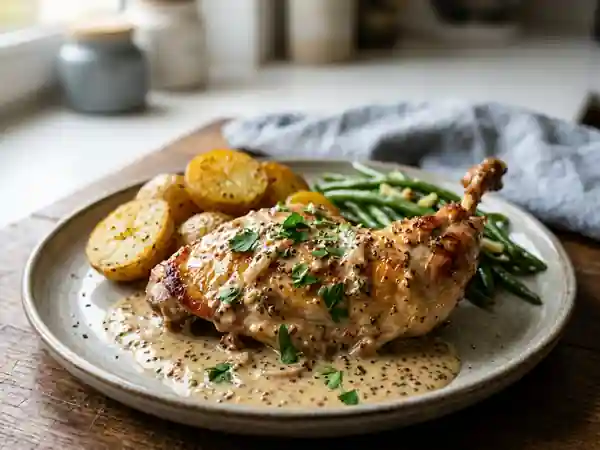 Lapin à la moutarde à l'ancienne de Dijon : recette savoureuse et facile - Photo de présentation