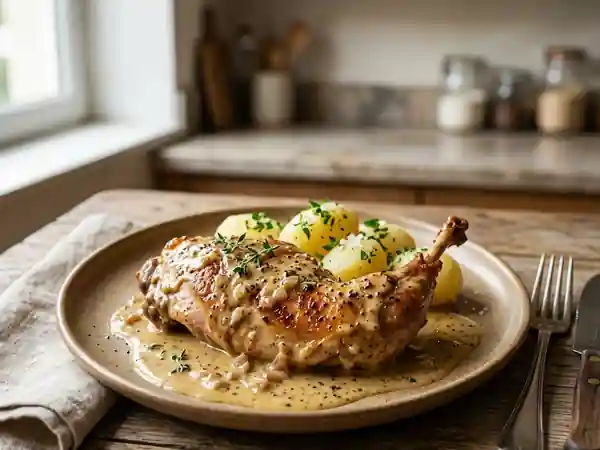 Lapin à la moutarde onctueux en cocotte - Photo de présentation