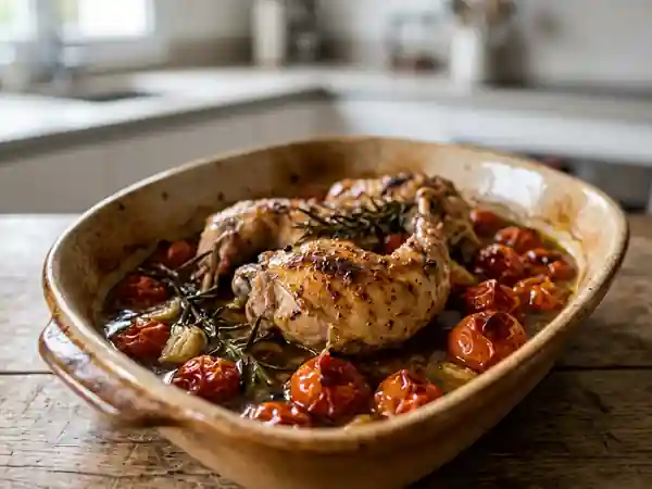 Lapin rôti à la partuisa et tomates confites - Photo de présentation