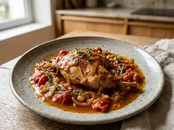 Lapin à l'Italienne mijoté aux herbes et tomates - Photo de présentation