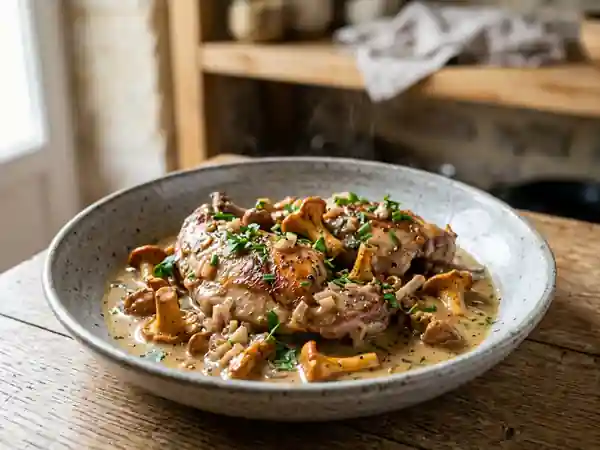 Lapin fondant aux girolles et à l'armagnac - Photo de présentation