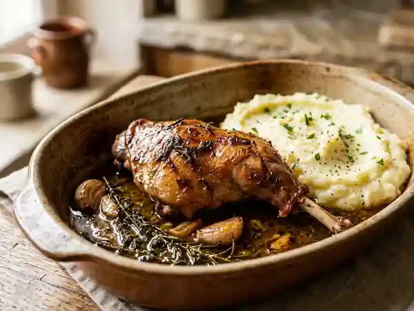 Lapin Confit à l'Ail et Romarin Fondant - Photo de présentation