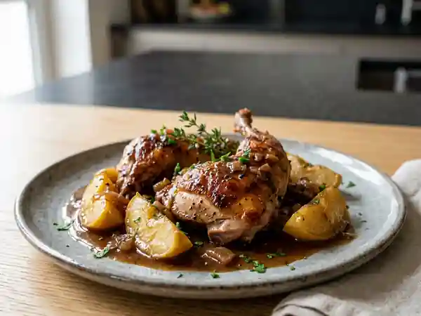 Lapin au cidre fondant et pommes confites - Photo de présentation