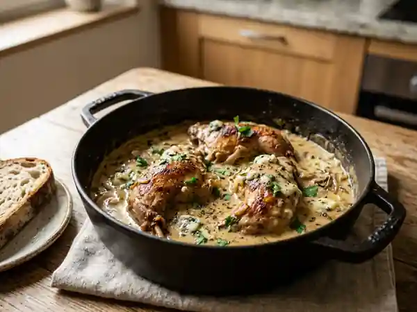 Lapin fondant au bleu d'Auvergne et crème - Photo de présentation