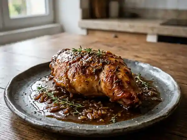 Lapin doré et flambé au rhum ambré - Photo de présentation