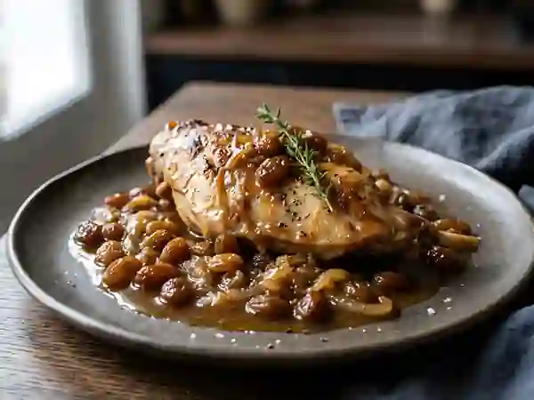 Lapin fondant aux raisins et vin blanc - Photo de présentation