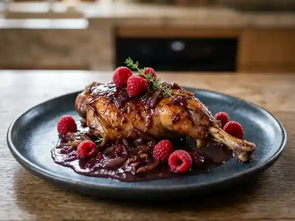 Lapin fondant à la Lambic et Framboises - Photo de présentation