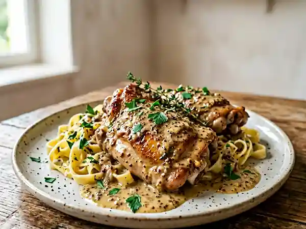 Lapin à la moutarde crème et vin blanc - Photo de présentation
