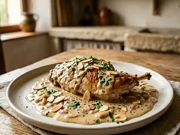 Lapin fondant et sa crème d'amandes croquantes - Photo de présentation