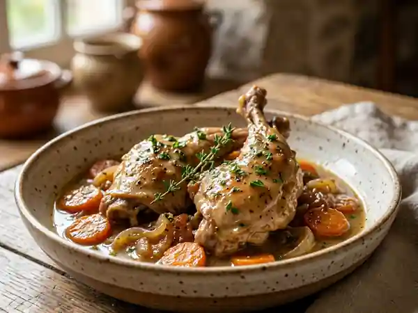 Lapin au vin blanc : chair tendre et jus réduit - Photo de présentation
