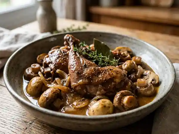 Lapin mijoté aux champignons : recette savoureuse et facile - Photo de présentation