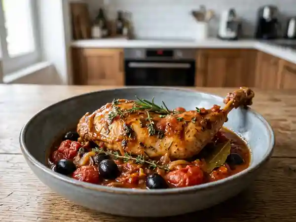 Lapin mijoté aux olives noires et tomate - Photo de présentation