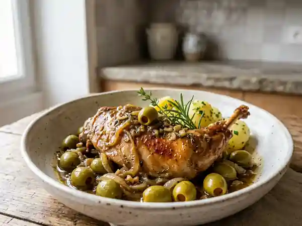 Lapin fondant aux olives et aromates - Photo de présentation