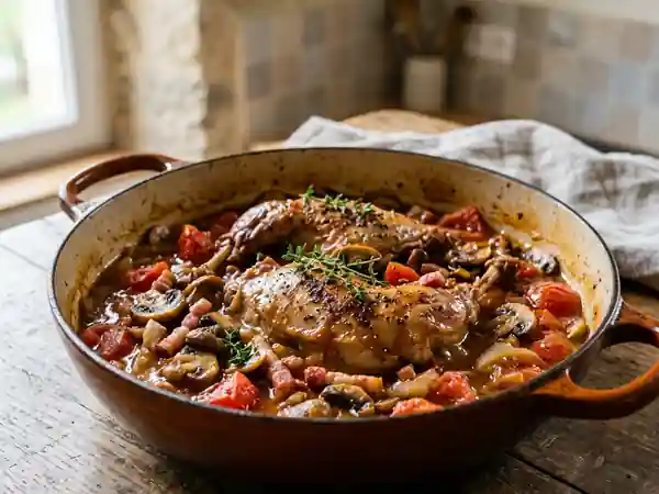 Lapin mijoté aux champignons et lardons - Photo de présentation