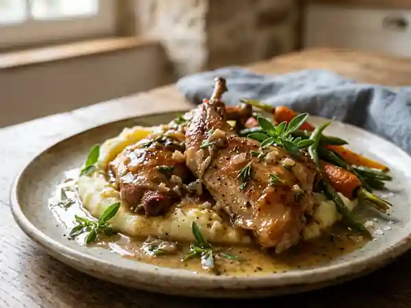 Lapin doré à la sarriette et vin blanc - Photo de présentation