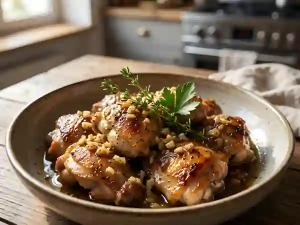 Lapin sauté à l'ail, parfumé - Photo de présentation