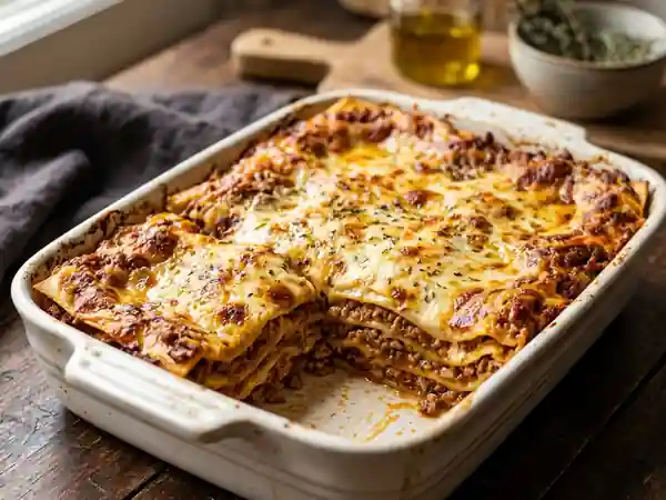 Lasagnes bolognaise fondantes et gratinées - Photo de présentation