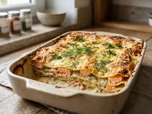 Lasagnes crémeuses au saumon et aneth - Photo de présentation