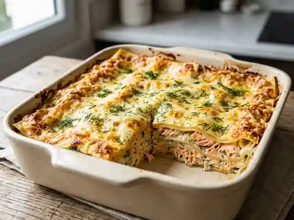 Lasagnes crémeuses au saumon et à l'aneth - Photo de présentation