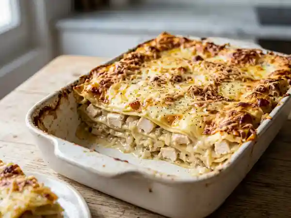 Lasagnes fondantes au poulet et crème - Photo de présentation
