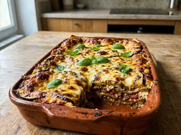 Lasagnes d'aubergines fondantes au bœuf et ricotta - Photo de présentation