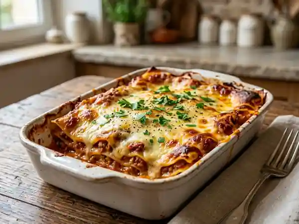 Lasagnes gratinées au bœuf et béchamel onctueuse - Photo de présentation