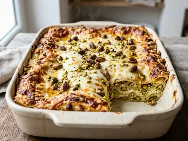 Lasagnes fondantes au miel et pistaches - Photo de présentation