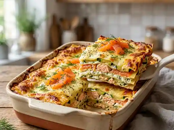 Lasagnes Fondantes Saumon, Courgettes et Ricotta - Photo de présentation