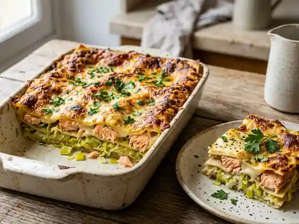 Lasagnes crémeuses au saumon et poireaux - Photo de présentation
