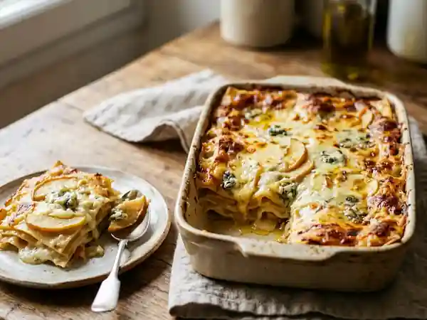 Lasagnes fondantes aux pommes et bleu des causses - Photo de présentation