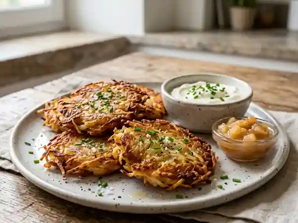 Latkes israéliens croustillants aux pommes de terre - Photo de présentation