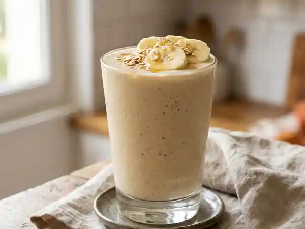 Smoothie onctueux banane et beurre de cacahuète - Photo de présentation