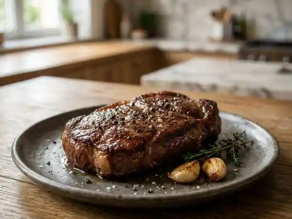 Pavé de bœuf fondant au beurre d'ail - Photo de présentation